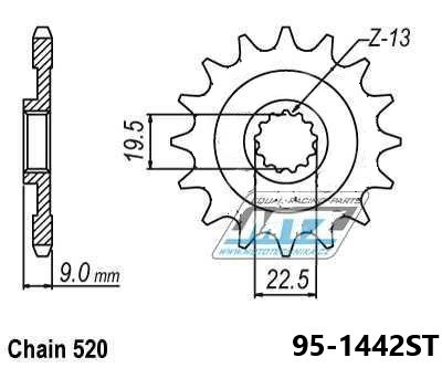 Koleko etzov (pastorek) 1442-13zub MTZ - Suzuki RMZ250 / 13-15