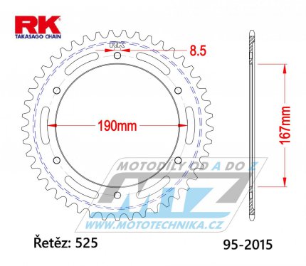 Rozeta ocelov (pevodnk) 2015-50zub RK - Triumph 850 Tiger + 900 Tiger + 900 Tiger GT + 900 Tiger Rally