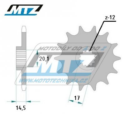 Koleko etzov (pastorek) 95-TM125NO-14zub MTZ - TM MX125 + EN125 / 00-12