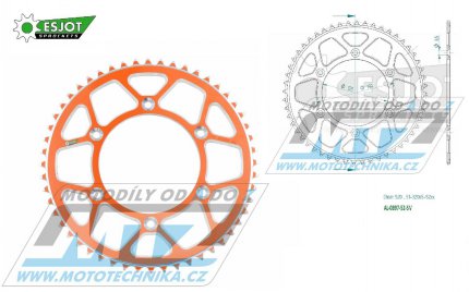 Rozeta etzov (pevodnk) Dural 0897-52zub ESJOT 51-32065-52SO - barva oranov - KTM 125SX+250SXF+ 360EXC+400EXCF+300XC+450XCF+440MX+790 Adventure+620 EGS+690 Duke+125LC2+ 350LC4+525SMR+690SMC + Husaberg TE250+FC350+FE450+FS450+FX450 + Husqvarna