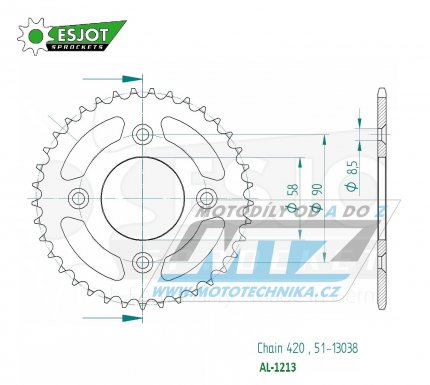 Rozeta etzov (pevodnk) Dural 1213-48zub ESJOT 51-13038-48 - Honda CRF50F / 04-20 + XR50 / 00-04
