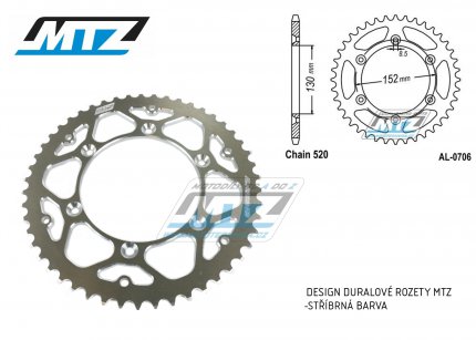 Rozeta řetězová (převodník) Dural 0706-47zubů MTZ - Aprilia RXV450 / 06-12 + SXV450 / 06-12 + RXV550 / 06-12 + SXV550 / 06-12 + BMW G450X / 08-12