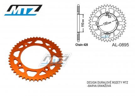Rozeta etzov (pevodnk) Dural 0895-48zub MTZ oranov - KTM 85SX / 03-24 + 105SX+XC85+XC105 + Husqvarna TC85 / 14-24 + Gas-Gas MC85