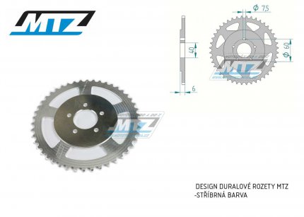 Rozeta etzov (pevodnk) Dural KTM50B-40zub MTZ stbrn - KTM 50SX Pro Senior LC / 03-13