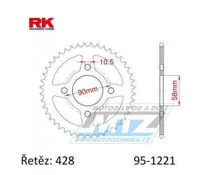 Rozeta ocelov (pevodnk) 1221-42zub RK - Honda CBR125R / 11-17 + CB125F / 15-20 + CBR125+GLR125+GTR150