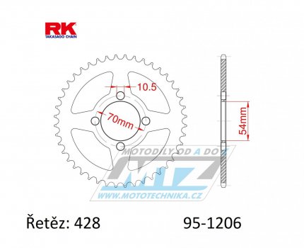 Rozeta ocelov (pevodnk) 1206-43zub RK - Honda CBR125R / 04-10 + Kymco 125STR