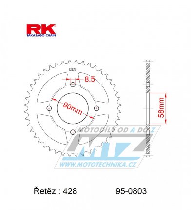 Rozeta ocelov (pevodnk) 0803-45zub RK - Suzuki GSXR125 / 17-23 + GSXS125 / 18-23