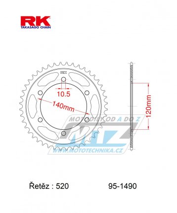 Rozeta ocelov (pevodnk) 1490-37zub RK - Kawasaki EN500 Vulcan + W800 + W800 Special Edition + ZX4 + ZR400 Xanthus + ZX6R + Suzuki GSXR750 SRAD + GSX-R750 Fuel Injection + Honda NSR250RR