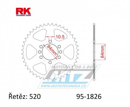 Rozeta ocelov (pevodnk) 1826-42zub RK - Kawasaki KSF400 + Suzuki LT160E Quadrunner + LTF160 + LT230 + LT250R Quadracer + LTZ400 Quadsport + RV200 Van Van + T20 Super Six