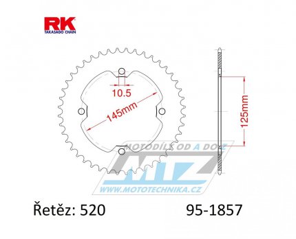 Rozeta ocelov (pevodnk) 1857-37zub RK - Yamaha XT600+TT600 + YFZ450+YFZ450X+YFZ450R + YFM250R Raptor+YFM350R Raptor+YFM700R Raptor + YFZ350 Banshee+YFM350X Warrior