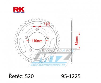 Rozeta ocelov (pevodnk) 1225-41zub RK - Honda CMX300 Rebel / 17-20 + CMX500 Rebel / 17-20 + CB500X / 19-21 + CB500XA