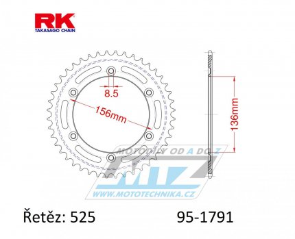 Rozeta ocelov (pevodnk) 1791-43zub RK - Suzuki DR650 / 96-18 + DR650SE / 96-22 + XF650 Freewind / 97-02