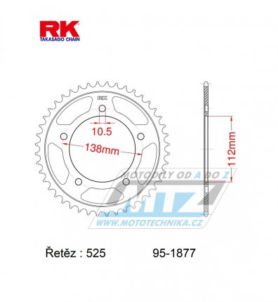 Rozeta ocelov (pevodnk) 1877-41zub RK - Yamaha YZF-R1 / 15-21 + YZFR1 + 900 Nikken (MXT850) / 18-20 + 900 Nikken GT (MXT850D) / 20