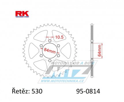 Rozeta ocelová (převodník) 0814-45zubů RK - Suzuki GS400 + GS425 + GS450 + GS550 + GSX400 + GT380 + GT500 + GT550
