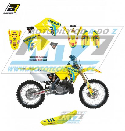 Polepy s potahem sedla (sada polepů a potah sedla Graphics) - Suzuki RM125+RM250 / 01-11 - typ polepů Replica Suzuki Restyle