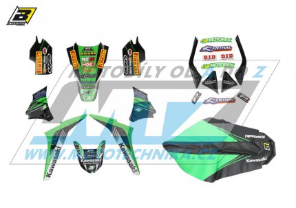 Polepy s potahem sedla (sada polep a potah sedla Graphics) - Kawasaki KXF250 / 09-12 - typ polep Replica Kawasaki Racing Team (KRT)