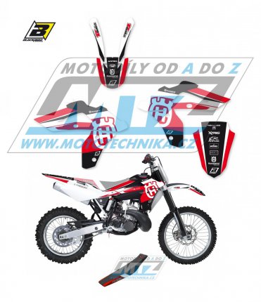Polepy s potahem sedla (sada polepů a potah sedla Dream) - Husqvarna CR125+WR125 / 06-08 + WR250 / 06-13 + WR300 / 09-13 - typ polepů Dream4 - červená barevná varianta