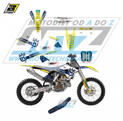 Polepy s potahem sedla (sada polepů a potah sedla Graphics) - Husqvarna FC250+FC350+FC450 + TC125+TC250 / 14-15 + FE250+FE350+FE450+FE501 + TE125+TE250+TE300 / 14-16 - typ polepů Replica Husqvarna Trophy