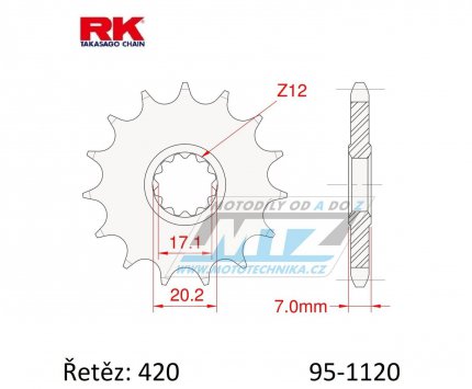 Koleko etzov (pastorek) 1120-13zub RK - Aprilia 50RS+Betamotor 50RR+CPI 50SM+Fantic 50 Caballero+Generic 50 Trigger+Malaguti 50+MBK 50 X-Limit + Motor Hispania 50RYZ+Rieju 50+MBK 50 X-Limit+Peugeot 50XP6+Yamaha DT50R