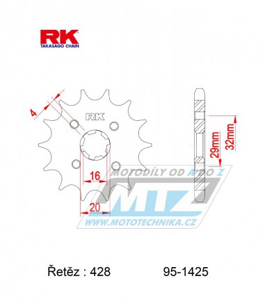 Koleko etzov (pastorek) 1425-14zub RK - Suzuki GSXR125 / 17-23 + GSXS125 / 18-23