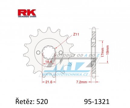 Koleko etzov (pastorek) 1321-12zub RK - Honda CRF250L+CRF250 Rally+CRF300L+CRF300 Rally+CRF250M+CRF250F + CBF250+CBX250 + NX250 Dominator+XR250 + CBF250+CBX250+CB300F+CB300R +CBR250R+CBR300R + CMX300 Rebel