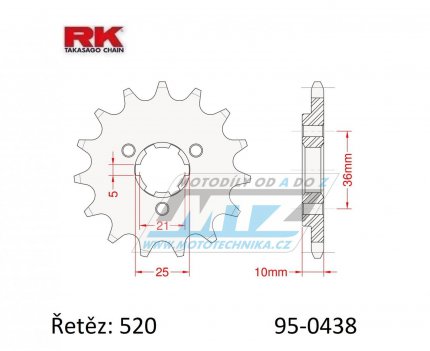 Kolečko řetězové (pastorek) 0438-15zubů RK - Suzuki DR750S Big + DR800S Big