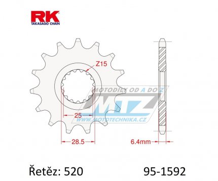 Koleko etzov (pastorek) 1592-14zub RK - Yamaha YFZ450R+YFZ450X + YFM700R + YFM700 Raptor