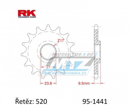 Kolečko řetězové (pastorek) 1441-14zubů RK - Suzuki RMZ450 / 05-12 + RMX450Z / 10-19