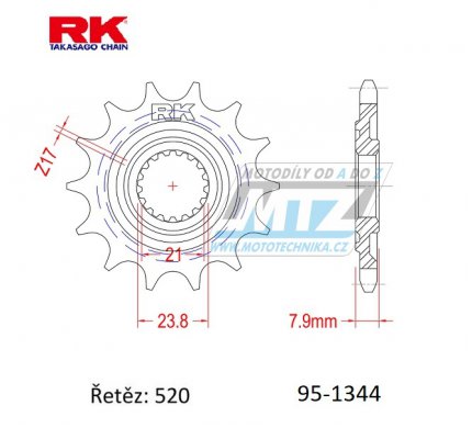 Koleko etzov (pastorek) 1344-14zub RK - Honda CRF250R /18-21 + CRF250 RX / 19-21