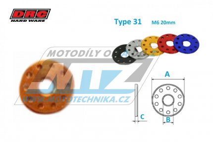 Podloka Alu 6 - DRC Aluminum Spacer Type31 (M6 20mm) - DRC D58-58-134 - zlat