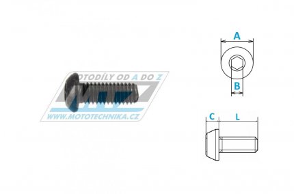Šroub OCEL TAPER - Steel Taper Bolt - D58-32-616 - M6x16mm - černý