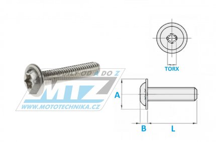 roub NEREZ s integrovanou podlokou TORX - Stainless Torx Bolt - D58-35-835 - M6x35mm