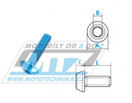 roub Alu - Aluminum Bolt M5x20mm - modr