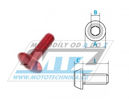 roub Alu - Aluminum Bolt M6x20mm - erven