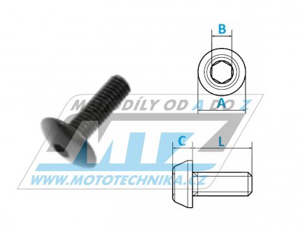 Šroub Alu - Aluminum Bolt M6x20mm - černý