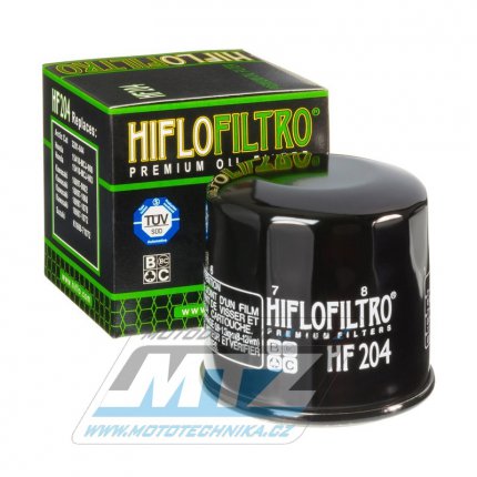 Filtr olejový HF204 (HifloFiltro) - Arctic Cat 650V2 + Honda 20hp + CB500 + CBR1000 + SH300i + Kawasaki KVF750+Jet Ski Ultra+W650 + Mercury Fourstroke + MV Agusta F4R + Suzuki VZ1600 + Triumph 675Street+1600 Thunderbird + Yamaha YFM450 Grizzly