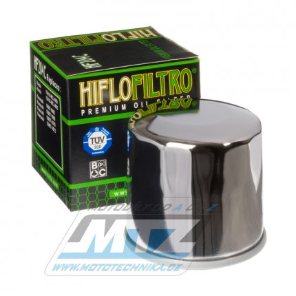 Filtr olejov HF204C (HifloFiltro) chrom - Arctic Cat 650V2 + Honda 20hp + CB500 + CBR1000 + SH300i + Kawasaki KVF750+Jet Ski Ultra+W650 + Mercury Fourstroke + MV Agusta F4R + Suzuki VZ1600 + Triumph 675Street+1600 Thunderbird + Yamaha YFM450 Grizzly