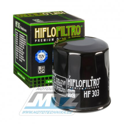 Filtr olejov HF303 (HifloFiltro) ern - Access 450 + Bimota 1000 + Honda 40hp + CB400+CBR1000+VT1100 + Kawasaki KVF400 Prairie+ Jet Ski STX+KLF400 + ZX600 + Z1000 + Polaris 400 Ranger+500 Sportsman + Yamaha YFM660 Grizzly+FX Cruiser+YZF-R1