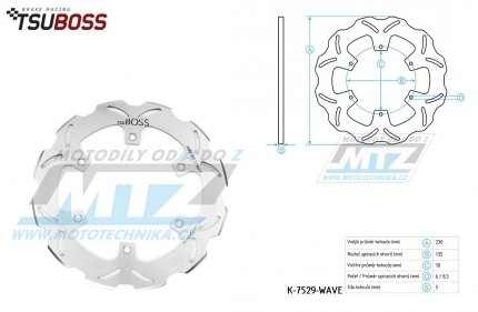 Kotouč brzdový (230/118/6D) zubatý desing - Yamaha YZF R125 / 14-18 + MT125 / 15-19