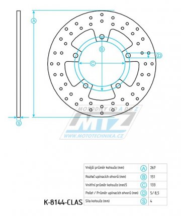 Kotou brzdov nerezov (267/132/5D) - Yamaha YP125 X-Max / 06-13+YP250 X-Max / 06-13+YP400 Majesty / 04-11+YP400 X-Max / 13-19+XP500 T-Max / 04-07+XP530 T-Max / 12-19