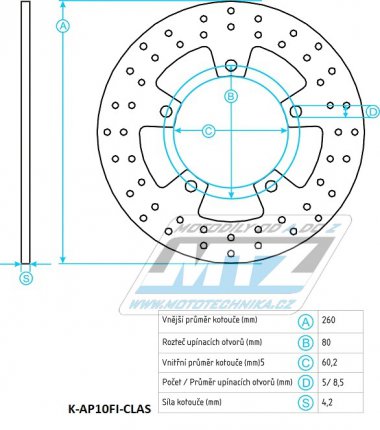 Kotou brzdov nerezov (260/50/5D)  - Aprilia Scarabeo125+Sportcity125+Scarabeo150+Scarabeo 200Rotax+Scarabeo 200+Sportcity 200+Scarabeo 250+Sportcity 250+Scarabeo300+Scarabeo400+Scarabeo500 + Atlantic 500