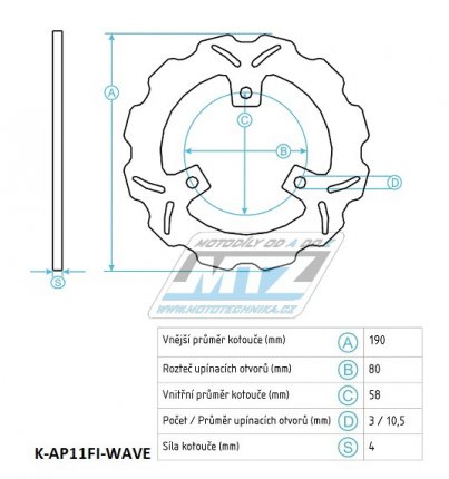 Kotou brzdov (190/58/3D) - Aprilia Area51+Guliver+Habana+Rally+Scarabeo+SR+Leonardo+Mojito + Beta Ark+Chrono+Tempo + Gilera NRG+Stalker+Storm + Husqvarna WRS + KTM Kross + MBK Ovetto + Piaggio NRG+NTT+Typhoon + Yamaha Neos