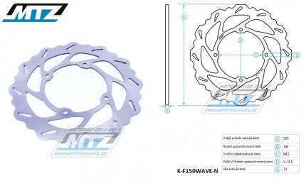 Kotou brzdov MTZ nerezov - zubat desing Wave - Honda CR80 / 96-02 + CR85 / 03-07 + CRF150R / 07-24