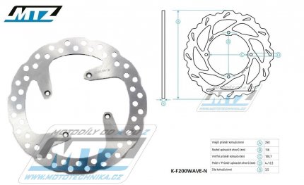 Kotou brzdov - zubat desing Wave - Kawasaki KDX200+KDX250+KLX250R+KLX300 + KX125 / 89-02 + KX250 / 87-02 + KX500 / 87-04