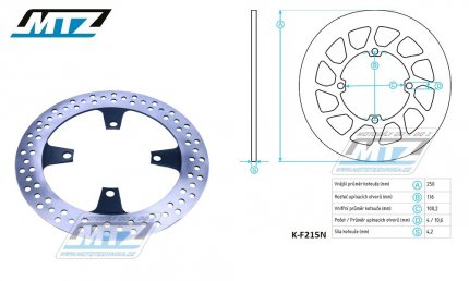 Kotou brzdov nerezov MTZ Classic - Kawasaki KX125 / 03-05+KX250 / 03-05+KXF250 / 04-05+KDX125 / 90-99+KDX200 / 95-06+KDX220R / 97-05+KLX250 / 06-10 + Suzuki RMZ250 / 04-06