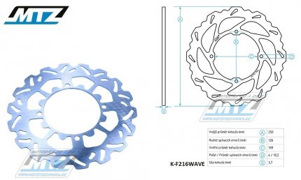 Kotou brzdov MTZ - zubat desing Wave - Kawasaki KX125+KX250+KXF250+KXF450 + KLX450