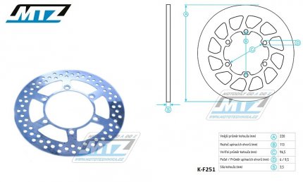 Kotou brzdov MTZ Classic - Kawasaki KX85 / 01-24 + KX100 / 01-21 + KX112 / 22-24