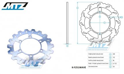 Kotouč brzdový MTZ - zubatý desing Wave - Kawasaki KX85 / 01-24 + KX100 / 01-21 + KX112 / 22-24