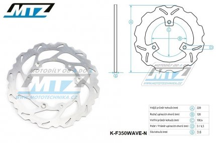 Kotouč brzdový MTZ - zubatý desing Wave - Yamaha YZ85 / 02-25 + YZ80 / 93-01 + Suzuki RM85 / 05-23