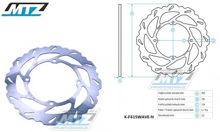 Kotouč brzdový MTZ nerezový - zubatý desing Wave - Suzuki RMZ250 / 07-18 + RMZ450 / 05-17 + RMX450Z / 10-19